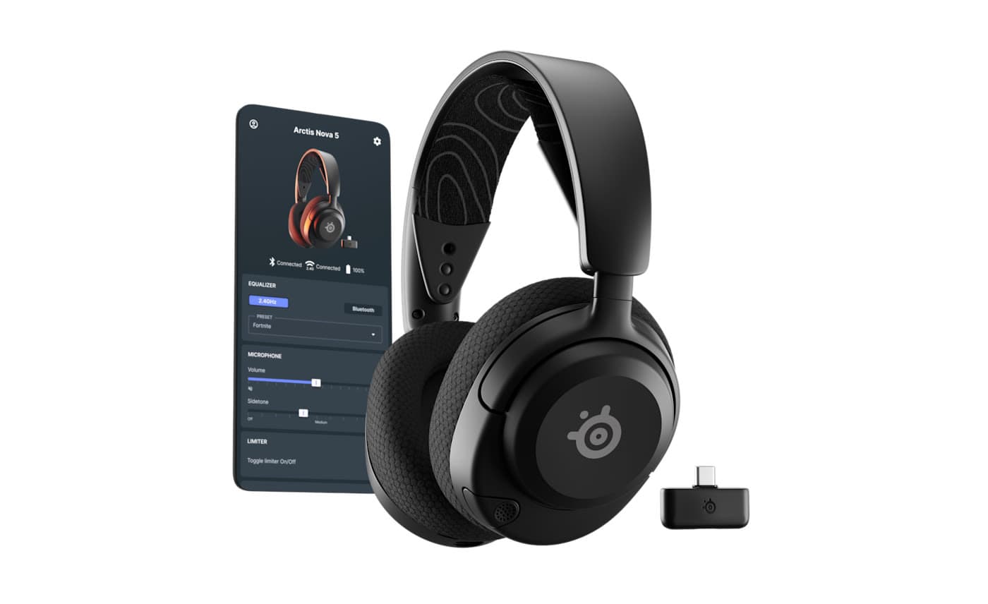 Audífonos inalámbricos SteelSeries Arctis Nova 5 Wireless negros, con 2.4 GHz y Bluetooth a la vez - Imagen 1